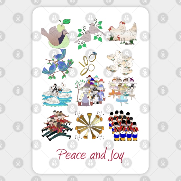 The Twelve Days of Christmas, Peace and Joy Sticker by wiccked